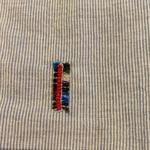 Anthropologie Velvet Graham & Spencer Beaded Striped Lightweight Peasant Top XS - Picture 4 of 13